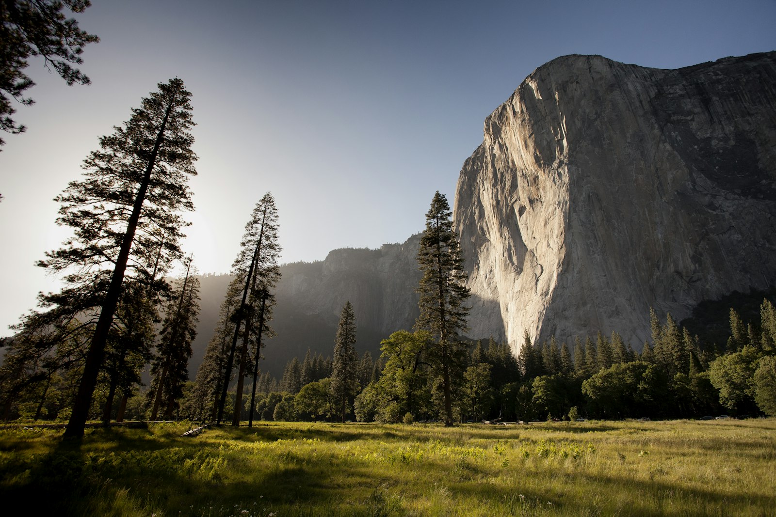 A sunlit mountain valley